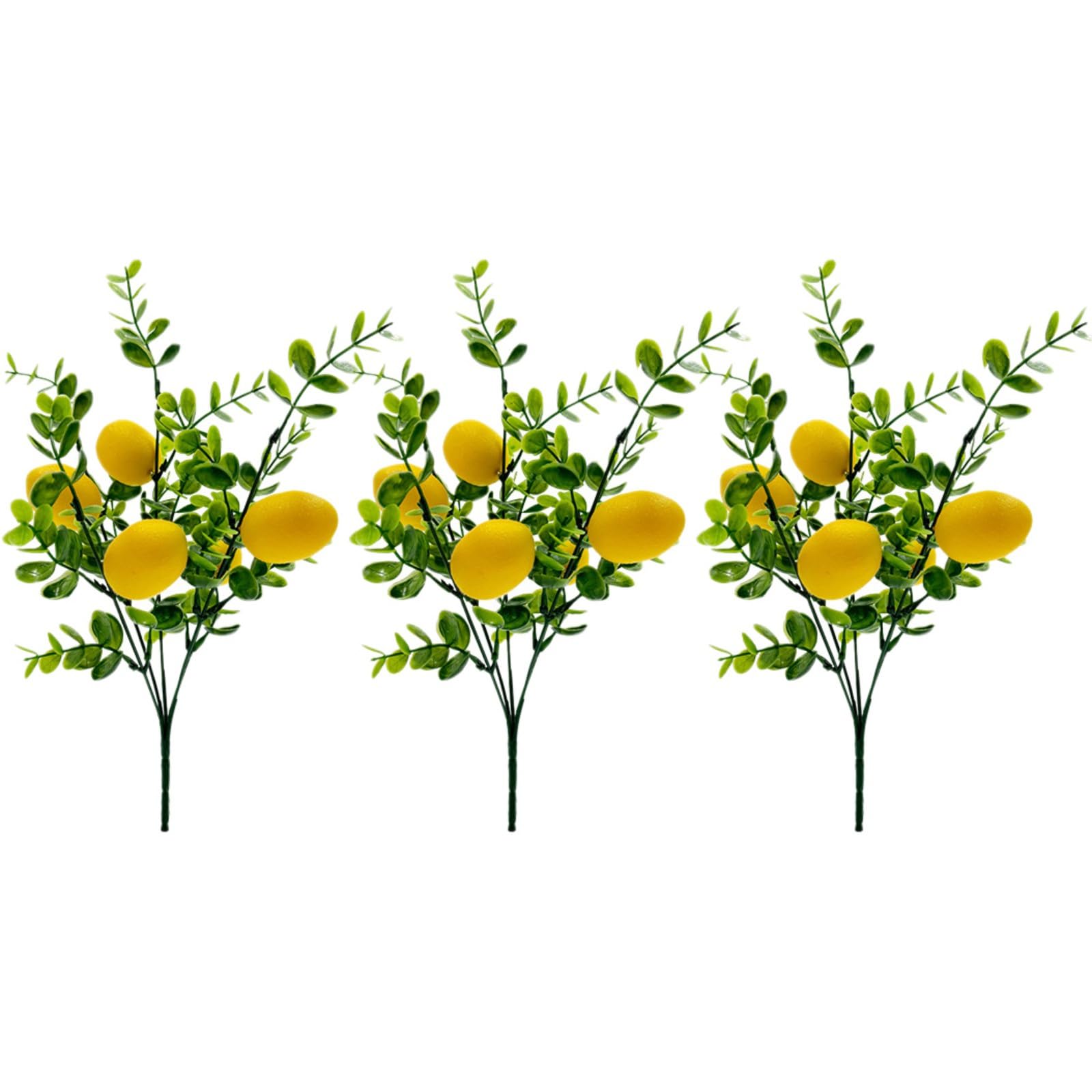 Ochine 3 Pcs Artificial Lemons Branches, Lemon Decor Fake Lemons Branch Yellow Artificial Lemon Fruit Branches Fake Lemons Stems Lemon Themed Picks