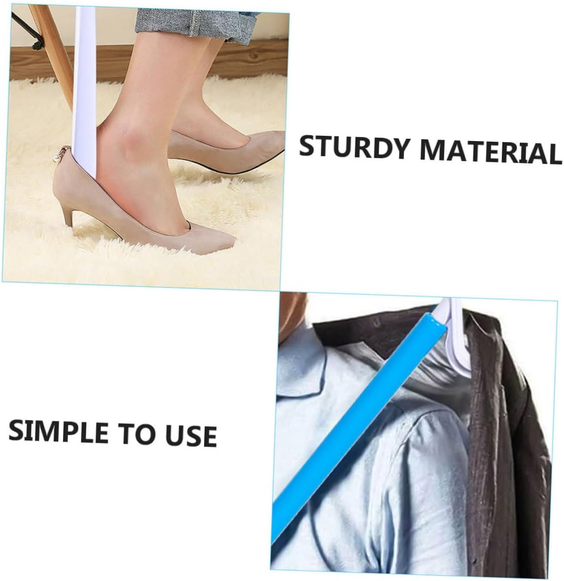 2pcs Long Handled ABS Shoe Horn Dressing Stick for Seniors