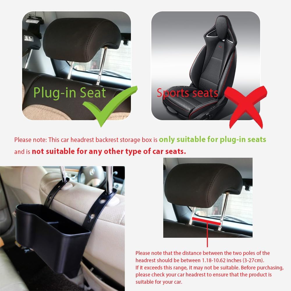 Car Cup Holder Seat Back Headrest Organizer Drink Pocket Food Tray Universal Caddy Storage Box for Cell Phones Keys Cards Wallets