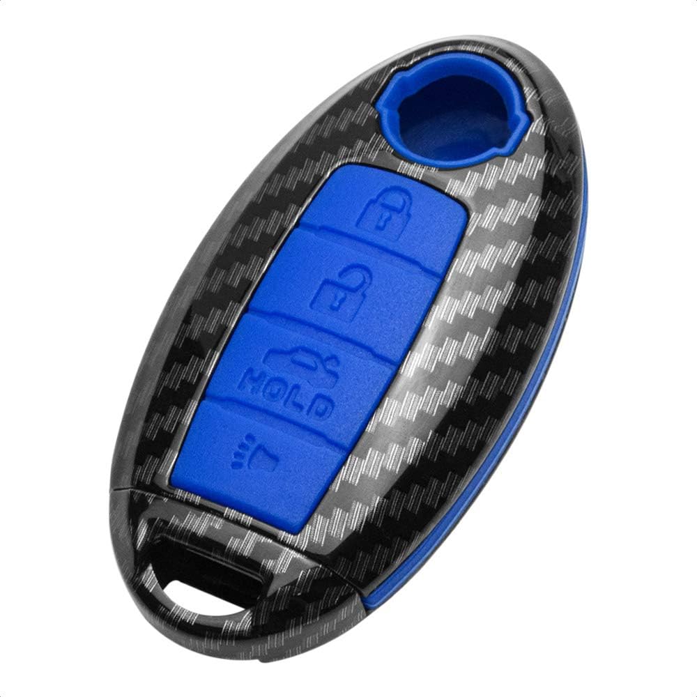 TANGSEN Key Fob Case Blue Cover Compatible with Infiniti EX FX X G JX M Q QX Series for Nissan Altima Coupe Armada GTR Maxima Murano Cross CABRIOLET Rogue SENTRA Versa 4 Button Keyless Entry Remote