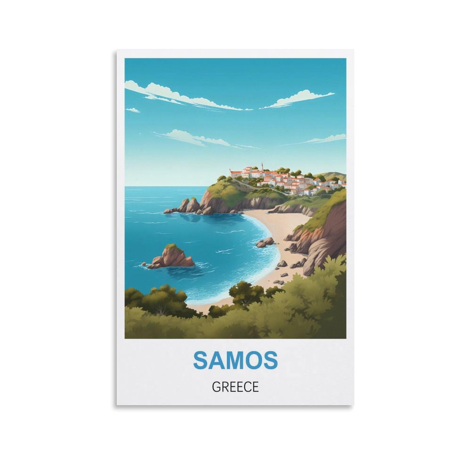 EZMLFA Diamond Painting Kits for Adults,Samos Greece 5D Diamond Painting Kit for Adults Beginners, DIY Full Round Drill Gem Art Kits for Home 40x40cm