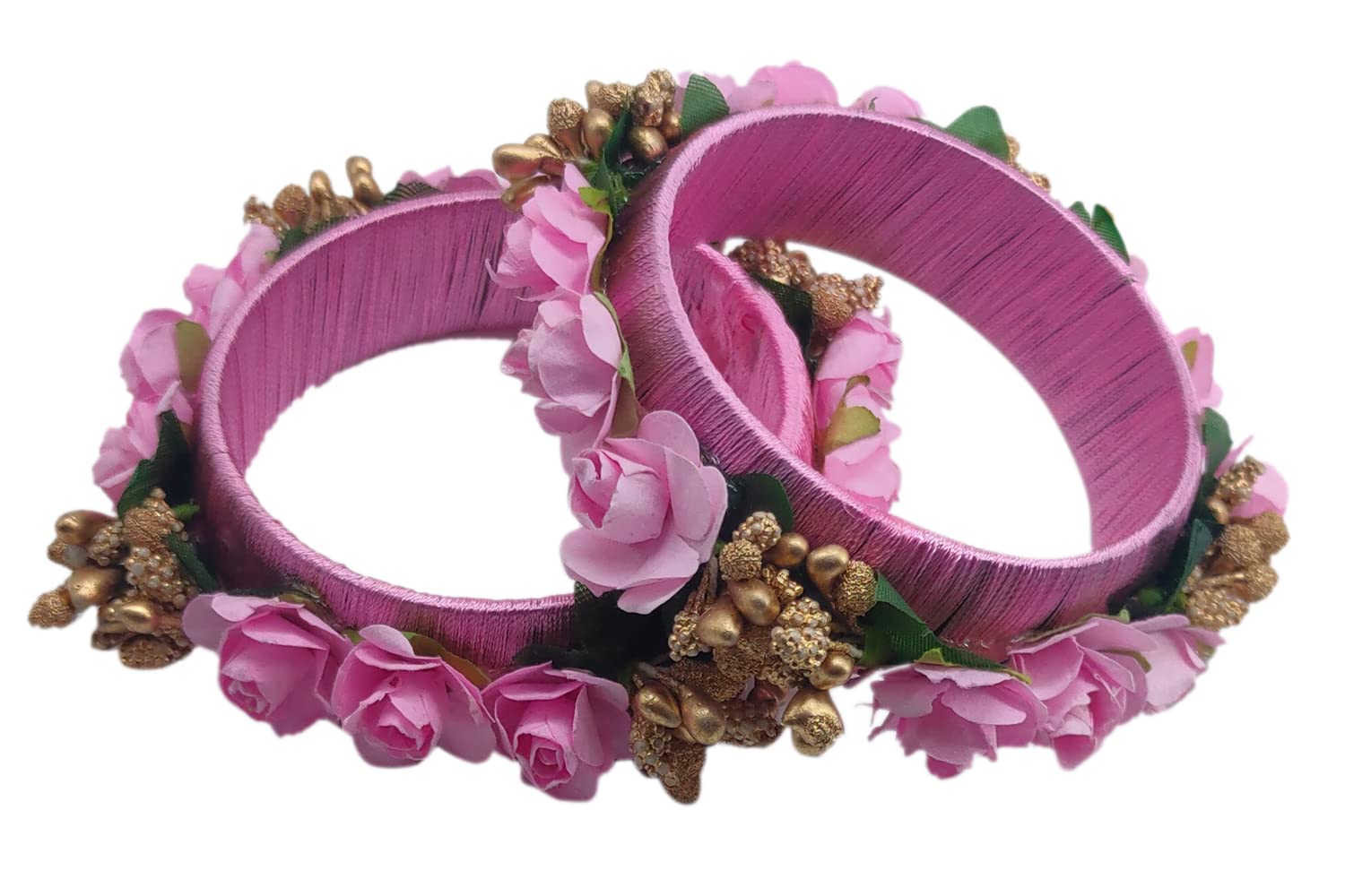 The Golden Cascade Beautiful Fancy Flower Kada/Silk Thread & Acrylic Metal Kadaa/Bangle for Women & Girls (Pack of 2 Kada) (Pink, Medium 2.6) (B0B7J19Y7F) Amazon Price History, Amazon Price Tracker