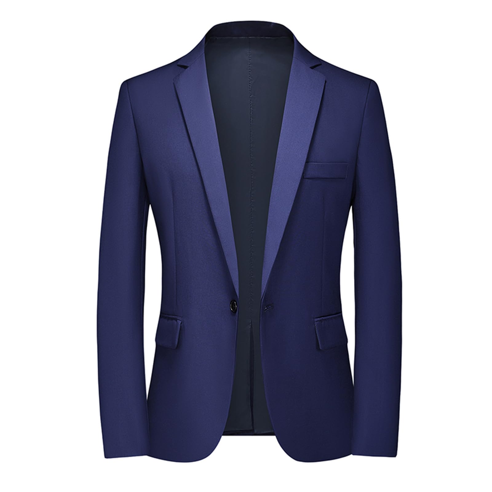 Chaqueta Americana Hombre, Abrigo de Traje Masculino Informal y de Negocios con Diseño de Un Botón en Color Sólido Elegante
