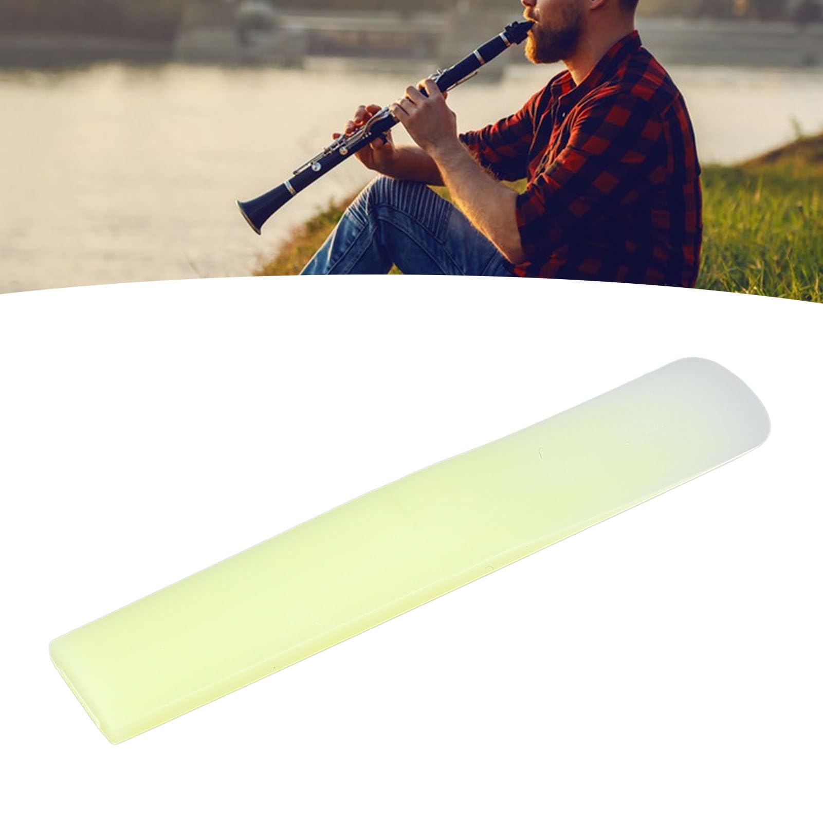 5 Stück Klarinettenblätter, Bb-Klarinettenharzblätter, Traditionelle Stärke, 2,5 Blätter, Dünnere Blätterspitze für Übung und Leistung (YELLOW)