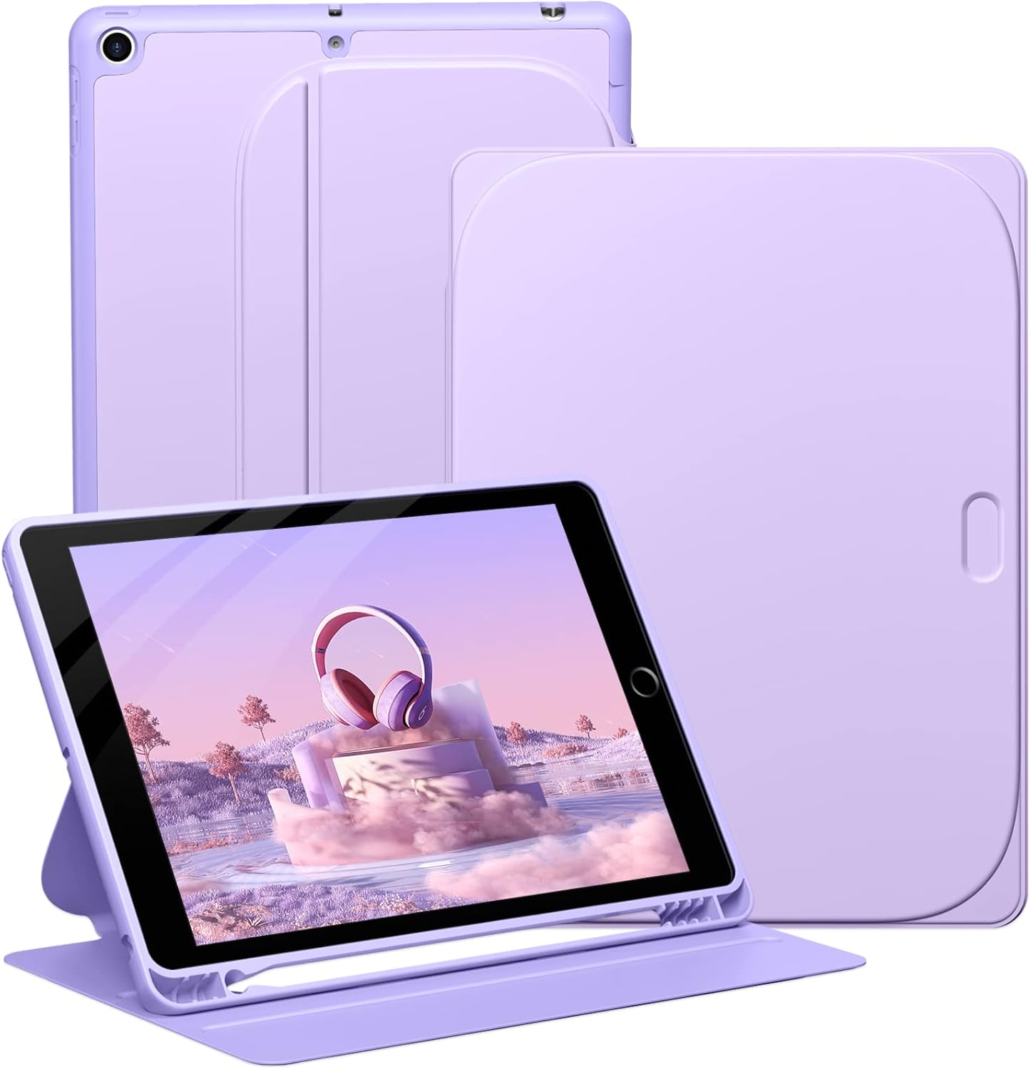 Custodia MoKo Per IPad 10.2" 7a/8a/9a Gen - Cover Con Supporto, Protezione Posteriore Traslucida, Grigio - Foto 6