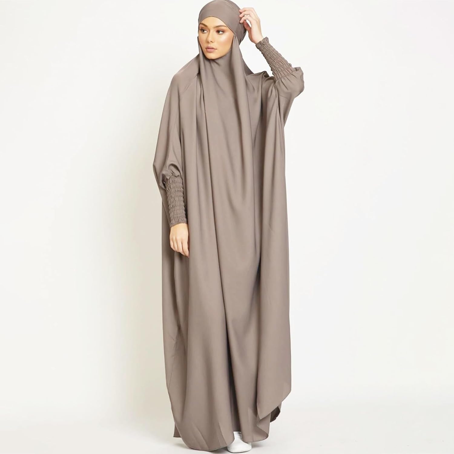 Jazvano Abaya Dress for women 1pc Eid Jilbab Muslim Prayer Clothes Islamic Modest Abayas Dubai Salah Robe