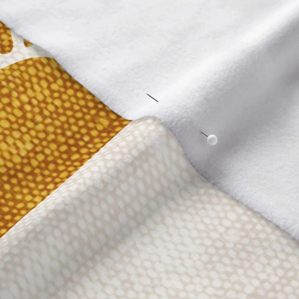 Spoonflower Fabric - Boho Block Print Sun Sunshine in Golden Orange Printed on Polartec(R) Fleece Fabric by The Yard - Sewing Blankets Loungewear and No-Sew Projects