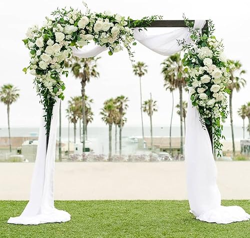 Miniatura 5 de Cortina de telón de fondo blanco de gasa de 10 x 10 pies, telón de fondo transparente para arco de boda, fiesta de cumpleaños, banquete, decoración