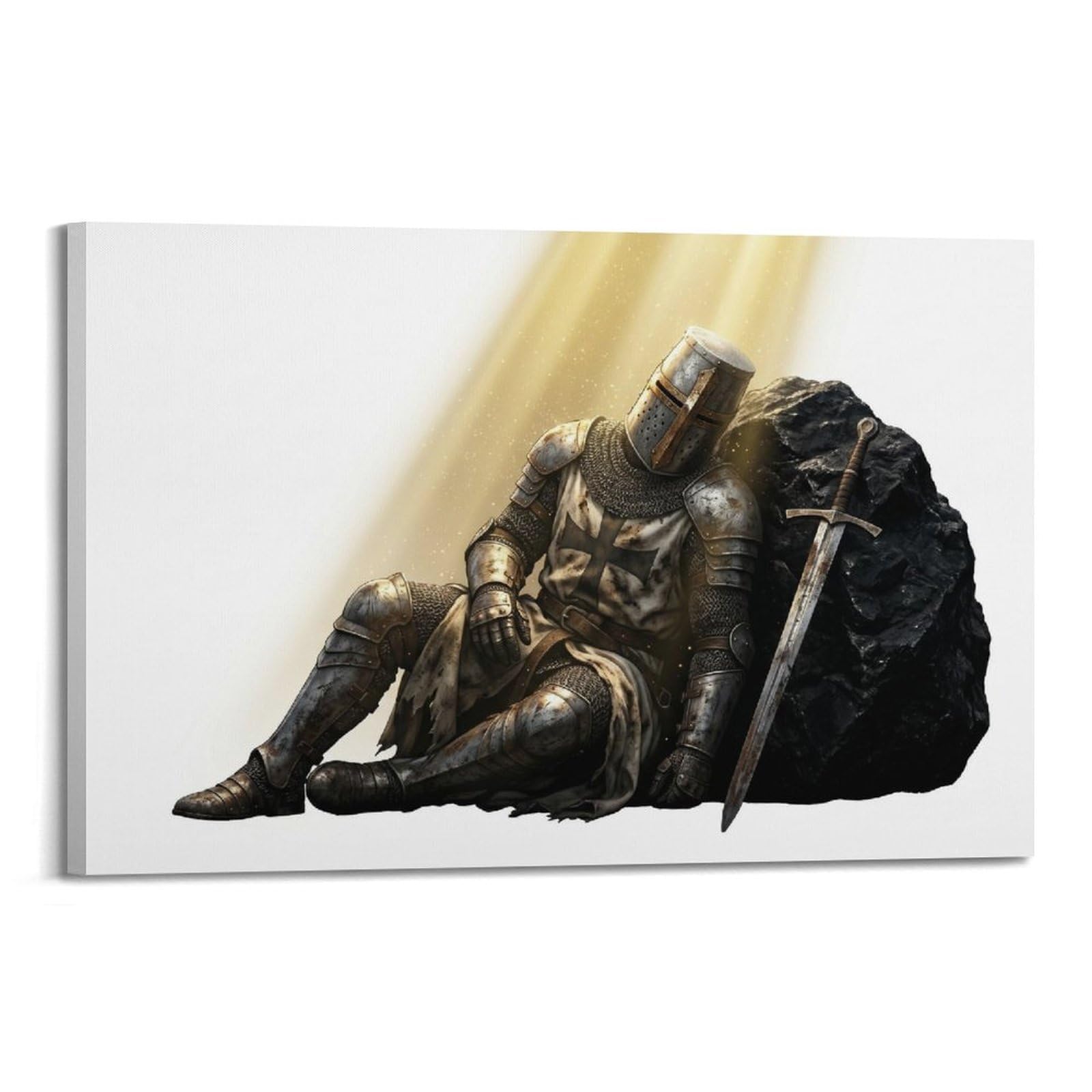 OKNGB Vintage Templar Knight Poster Fallen Warrior Battle Worn Armor Decorative Painting Canvas Art Picture 20x30inch(50x75cm)