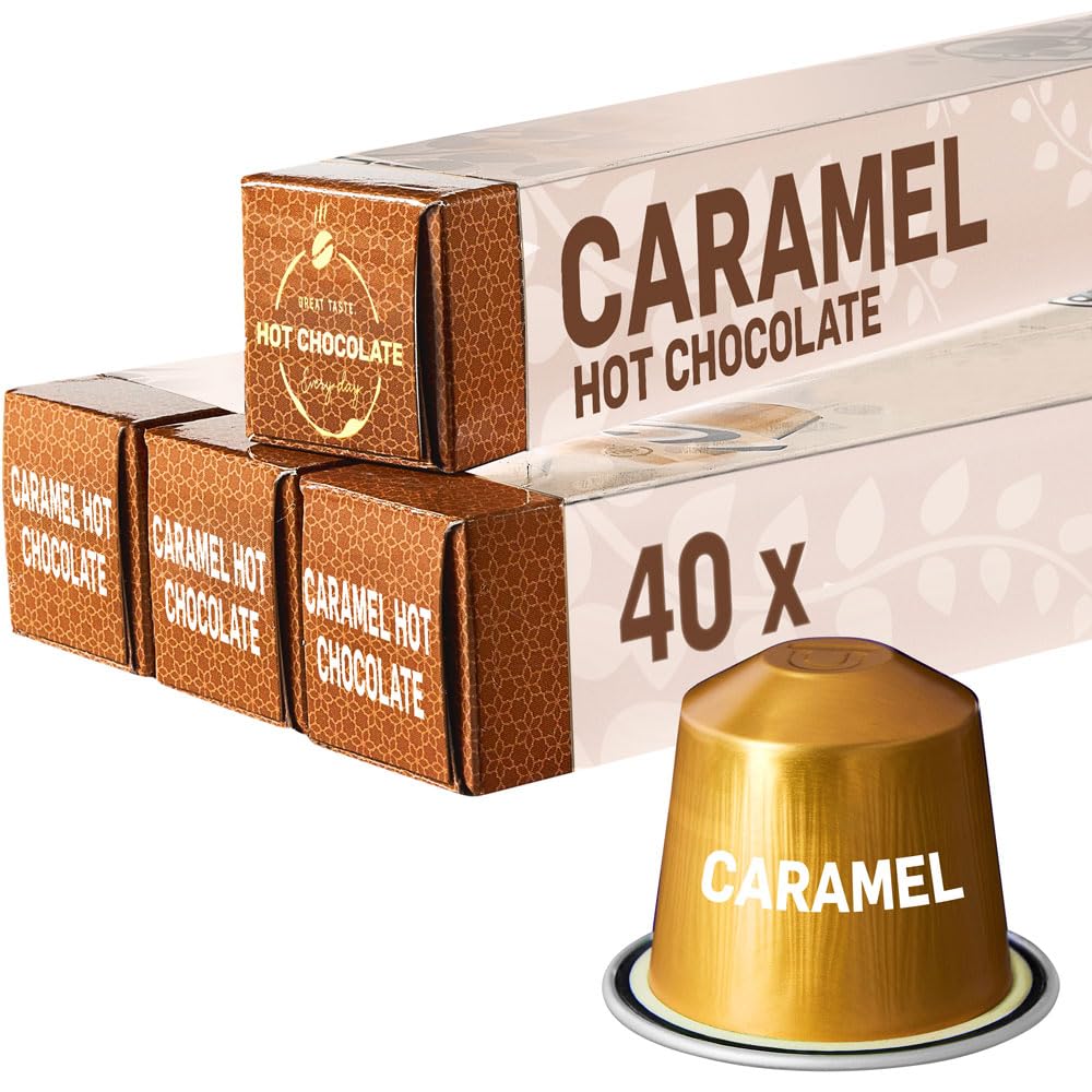 Sweet Hot Caramel | Hot Chocolate Pods for Nespresso Original Line Machines | 40 Alu Capsules Compatible Only with Nespresso Original Machine | Cozy