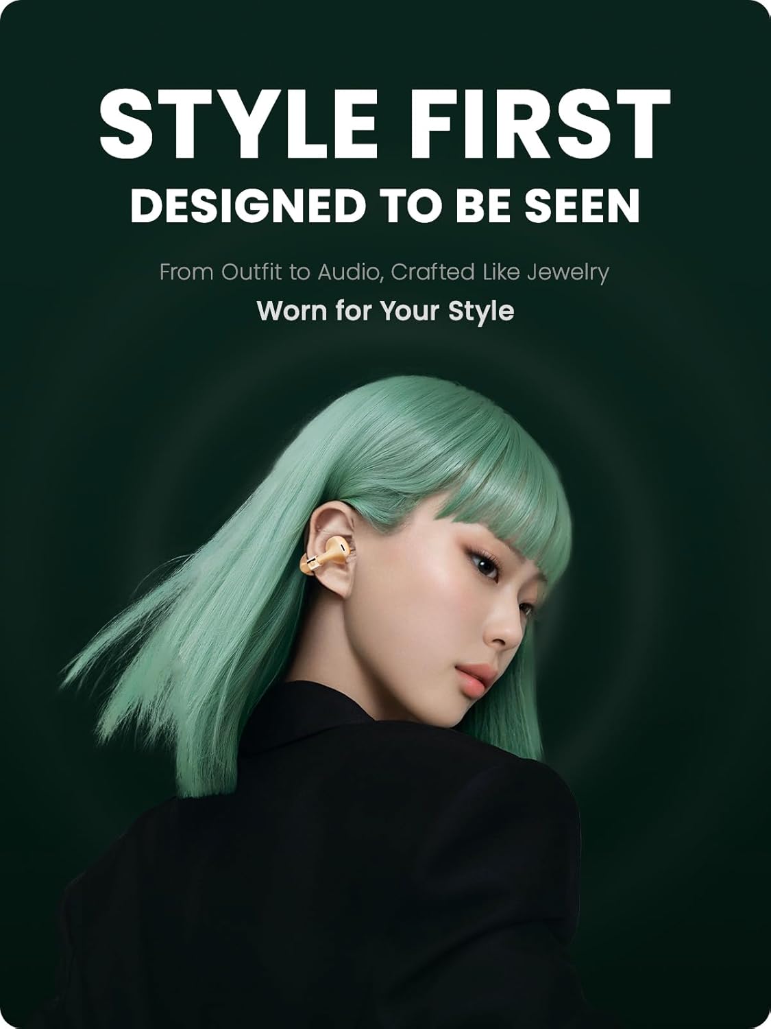 BUTTONS Open-Ear Clip Earbuds, Stylish Ear Cuff Design with Balanced Sound, Comfortable Non-in-Ear Fit, Clear Calls with ENC, Stable Bluetooth & Long Battery Life-Brown