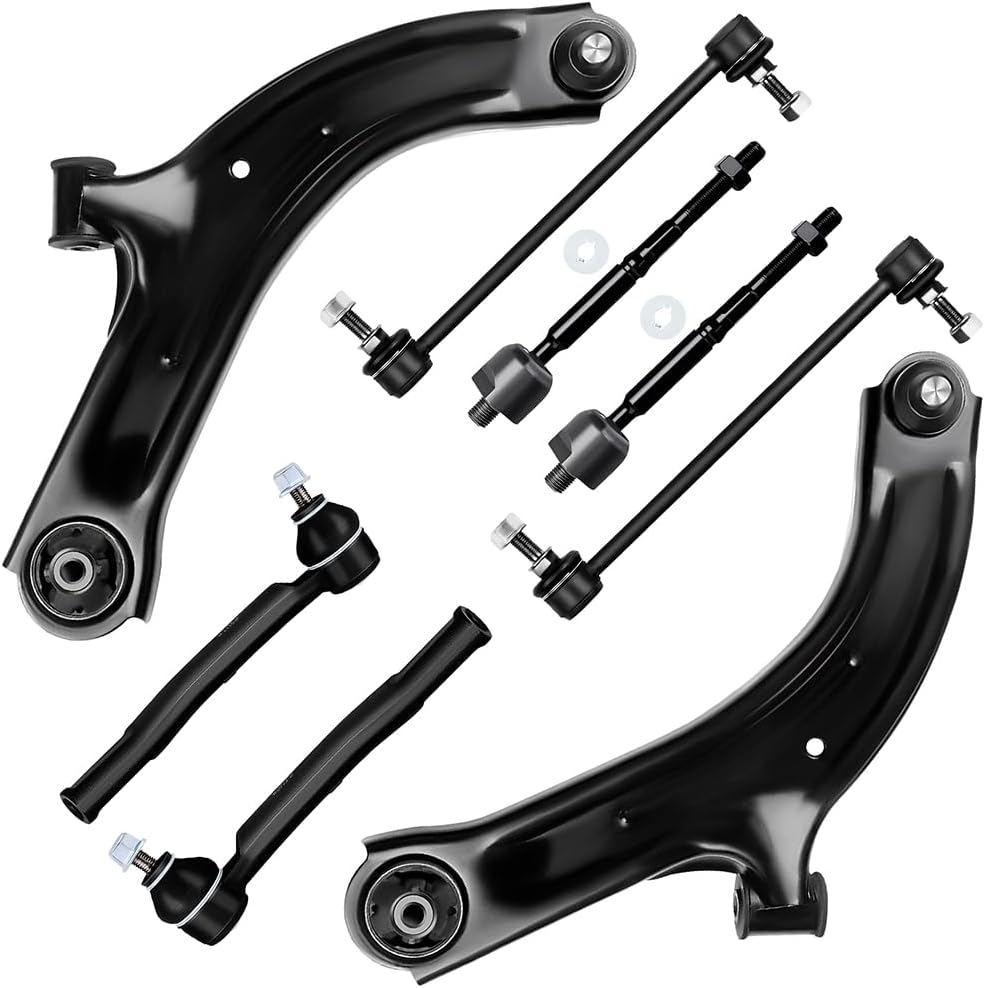 SCITOO 8pcs Front Suspension Kit 2 Lower Control Arm Ball Joint 2 Sway Bar 2 Outer 2 Inner Tie Rod End Fit For 2009-2013 For Nissan Cube Versa K620566 K750098