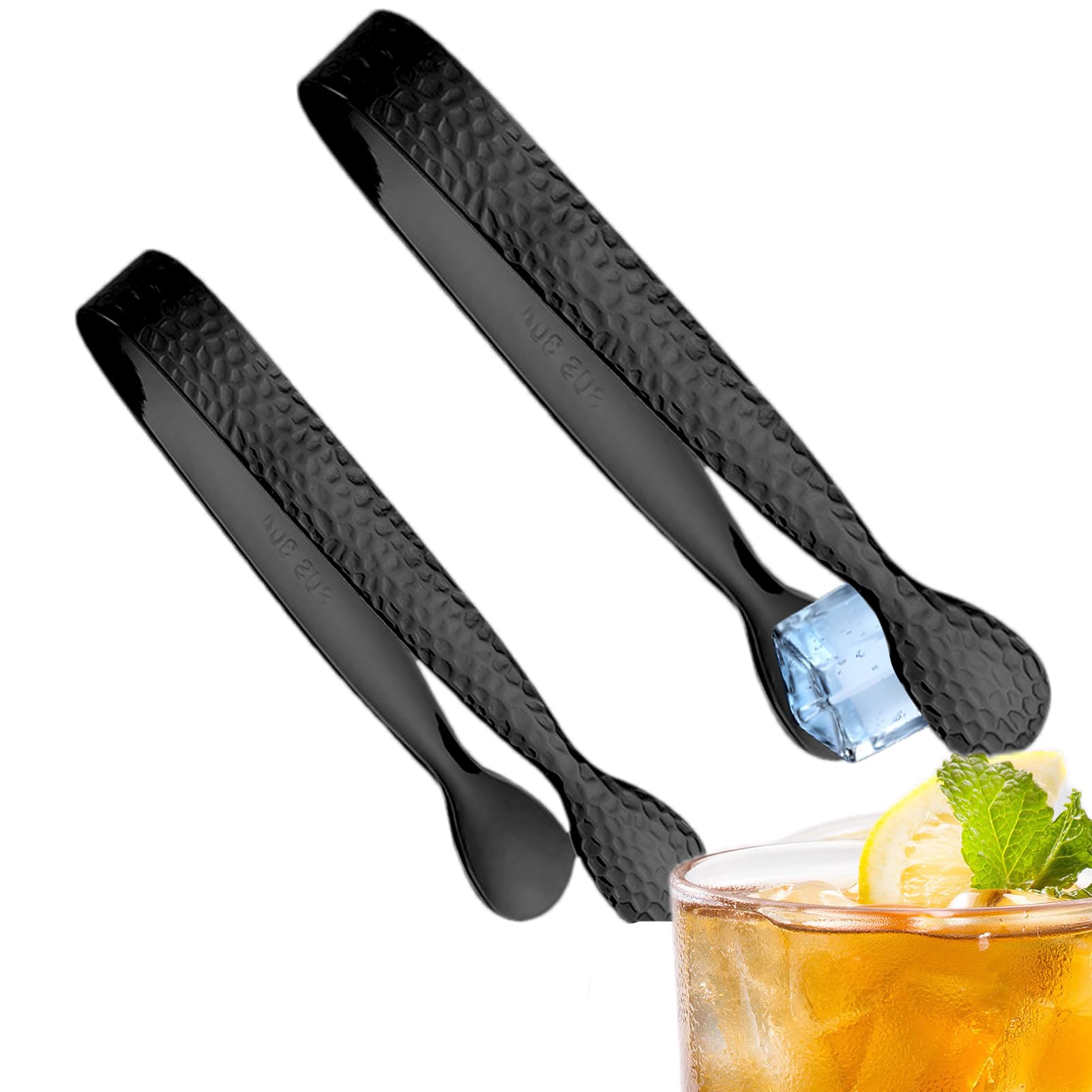 Pinzas de hielo para congelador, 2 unidades, acero inoxidable, pinzas para servir aperitivos, para rodajas de limón, barman, bebedores de té, panaderos, restaurantes, hoteles, clubes
