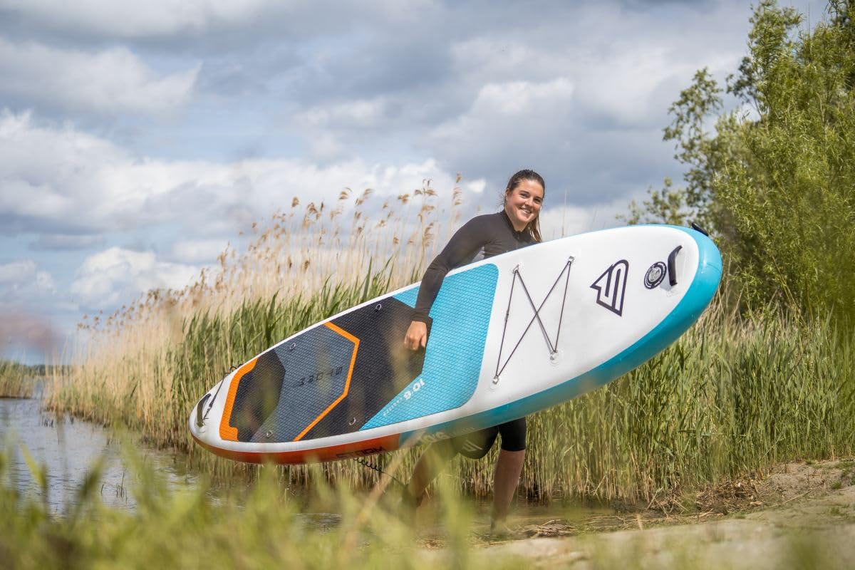 Storm Freeride Sup Stand Up Paddle Board 180 KM aufblasbar mit kompletes Zubehör - 320 x 81 x 15 cm – Surfbrett