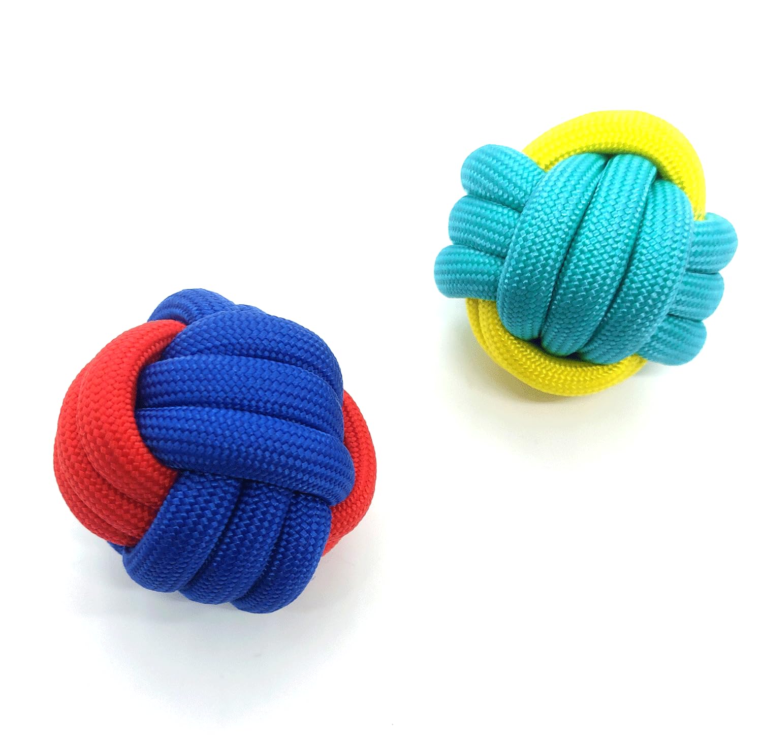Puppy Dog Rope Knot Ball Toy 2 Pk (Blue/Yellow)