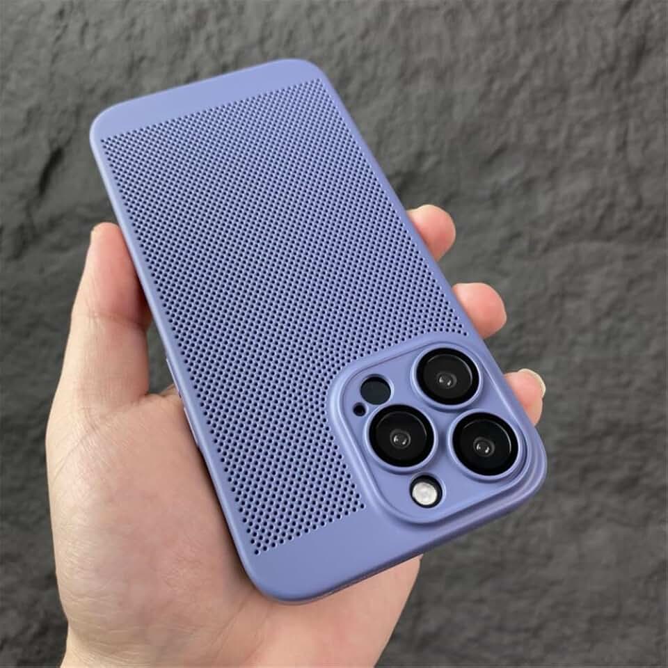 Capa de PC fina de dissipação de calor de luxo para iPhone 11 12 13 14 Pro Max 7 8 Plus Xr Xs Max X 7 8 SE3 Câmera de vidro protege capa de malha, azul marinho, para 7 plus ou 8 Plus