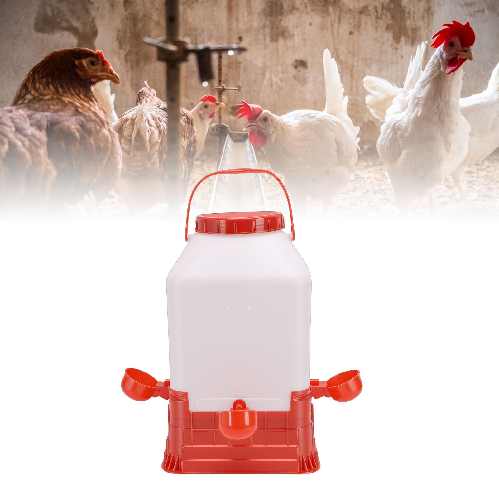Fockety Abbeveratoio per Polli, Abbeveratoio per Pollame di Grande capacità da 10 Litri, Manuale per Polli con Robusta Struttura in Plastica, Distributore D'acqua per