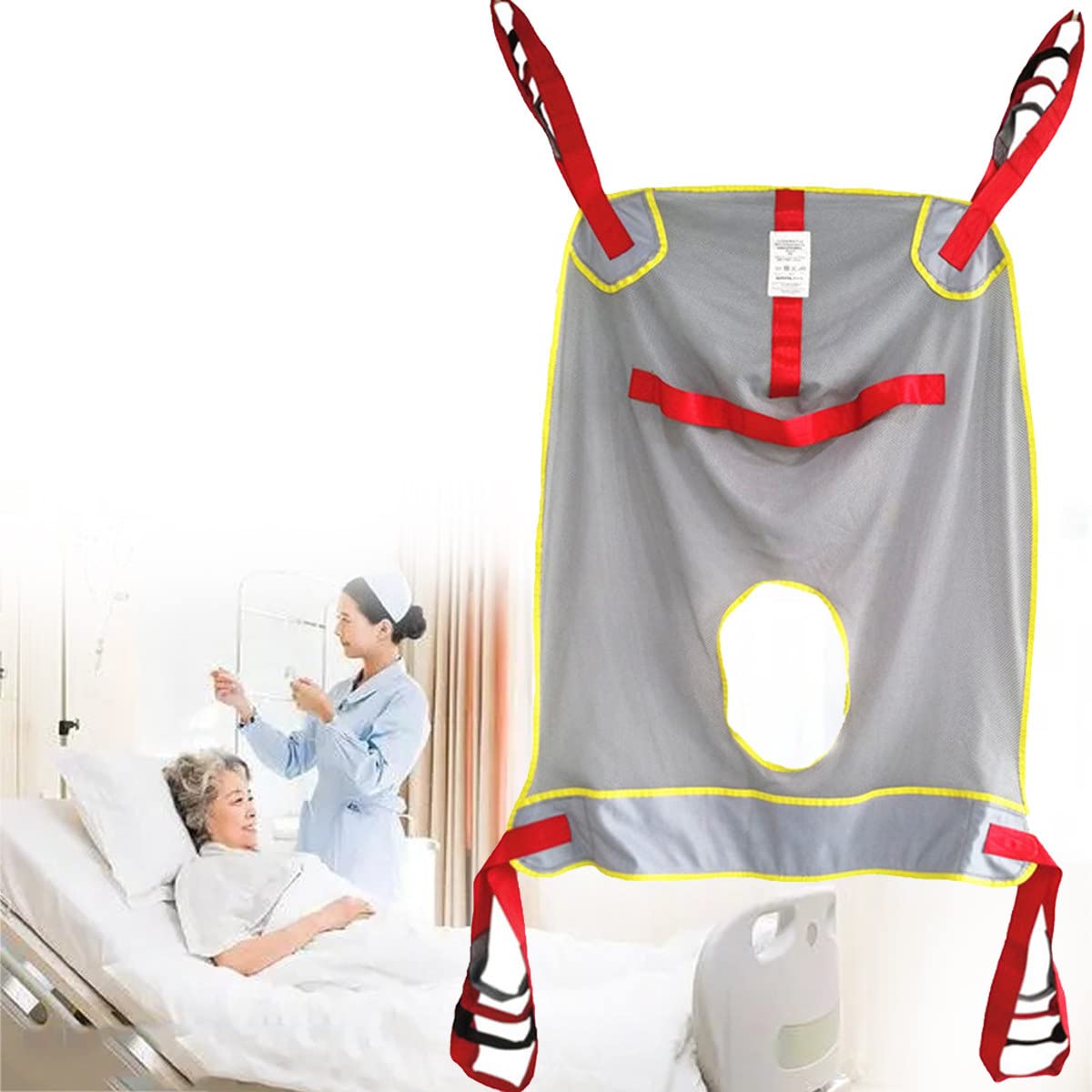 Paciente Cinturón de Transferencia para Bariátrico,Arnés Elevación Paciente Cuerpo Completo,Grúa de Paciente,Enfermería,Anciano,Discapacitado,Cuerpo Completo y Postrado,Opening-M
