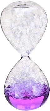 Dream Bubble Crystal Hourglass Creative Handmade Glass Liquid Birthday Present for Lover Living Room Classroom, Purple