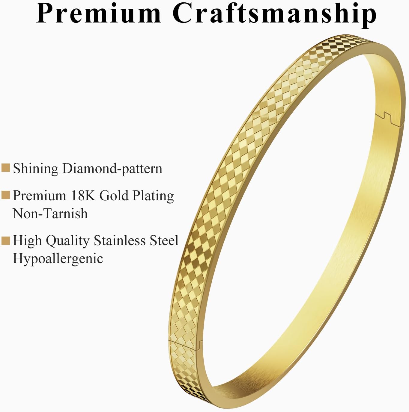 18K Gold Plated Love Bangles Bracelet for Women, Valentine's Day Gift, Friendship Bangles, Gold/Silver Stainless Steel Bangle Cuff, Non-tarnish & Waterproof, Trendy Jewelry for Birthday. - Image 3