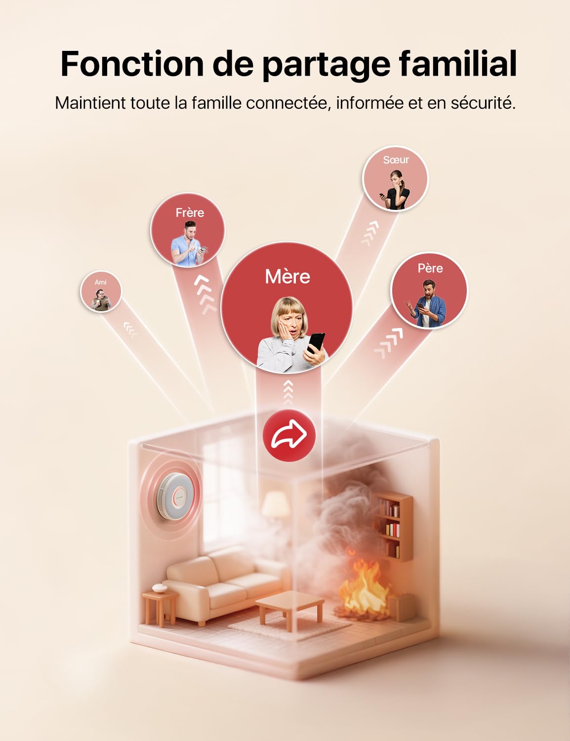 X-Sense Détecteur de Fumée Connecté Wi-FI, Alarme Incendie avec Alertes Vocales en Français, 17 Emplacements, Batterie Remplaçable, Épaisseur 33 mm, XS0B-iR, Lot de 1
