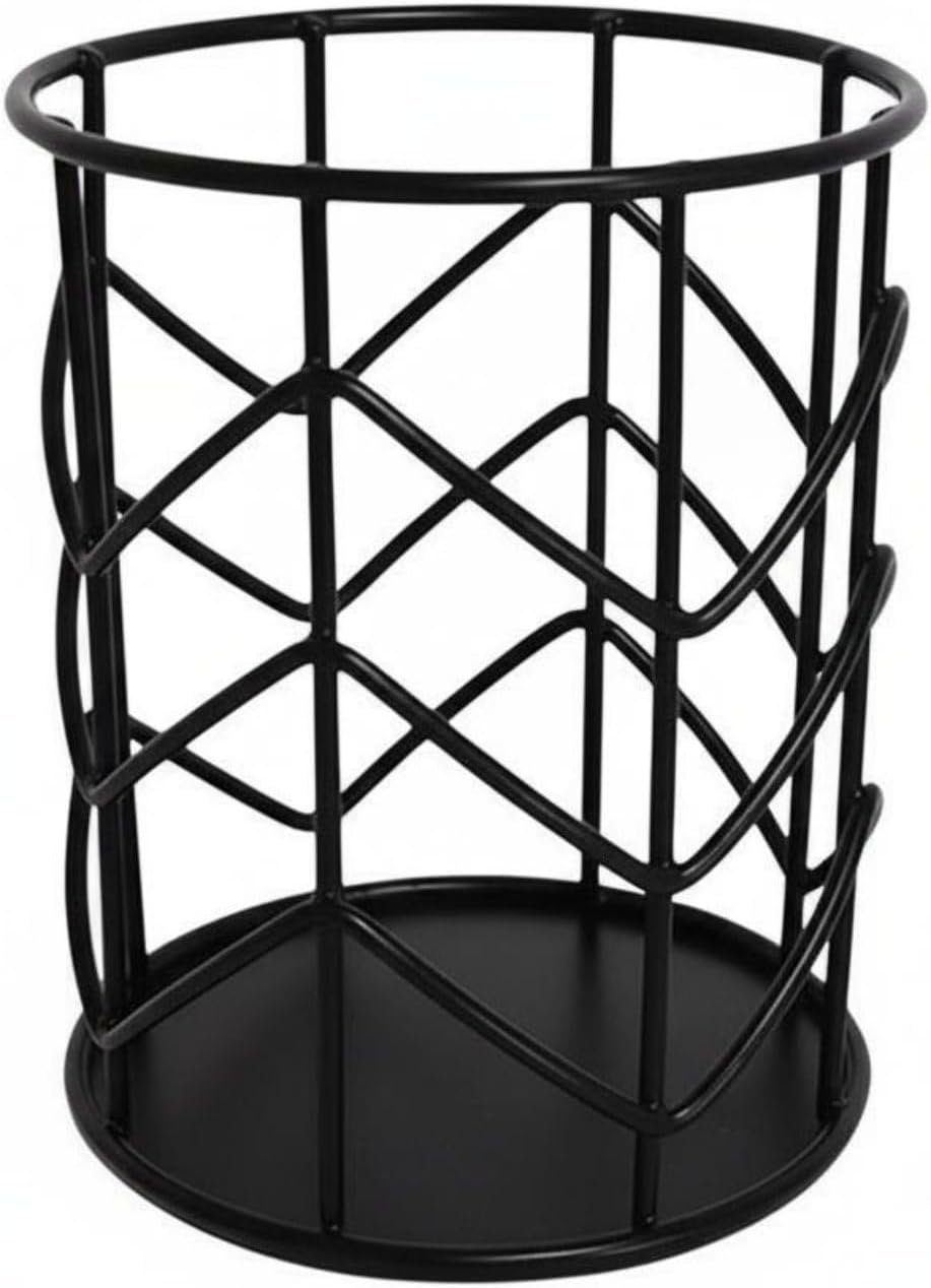 Iron Pen Holder Desk Organizer Wire Pencil Cup Minimalist Construction Wrought Iron Functional Storage Suitable for Office Home Dorm Room, Black, Wave