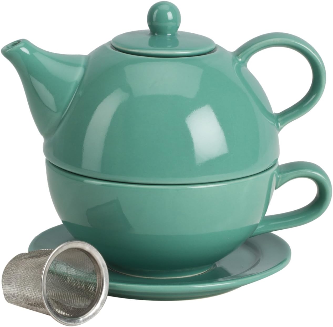 Omniware5 Piece Tea For One Teapot Set with An Infuser, Teal
