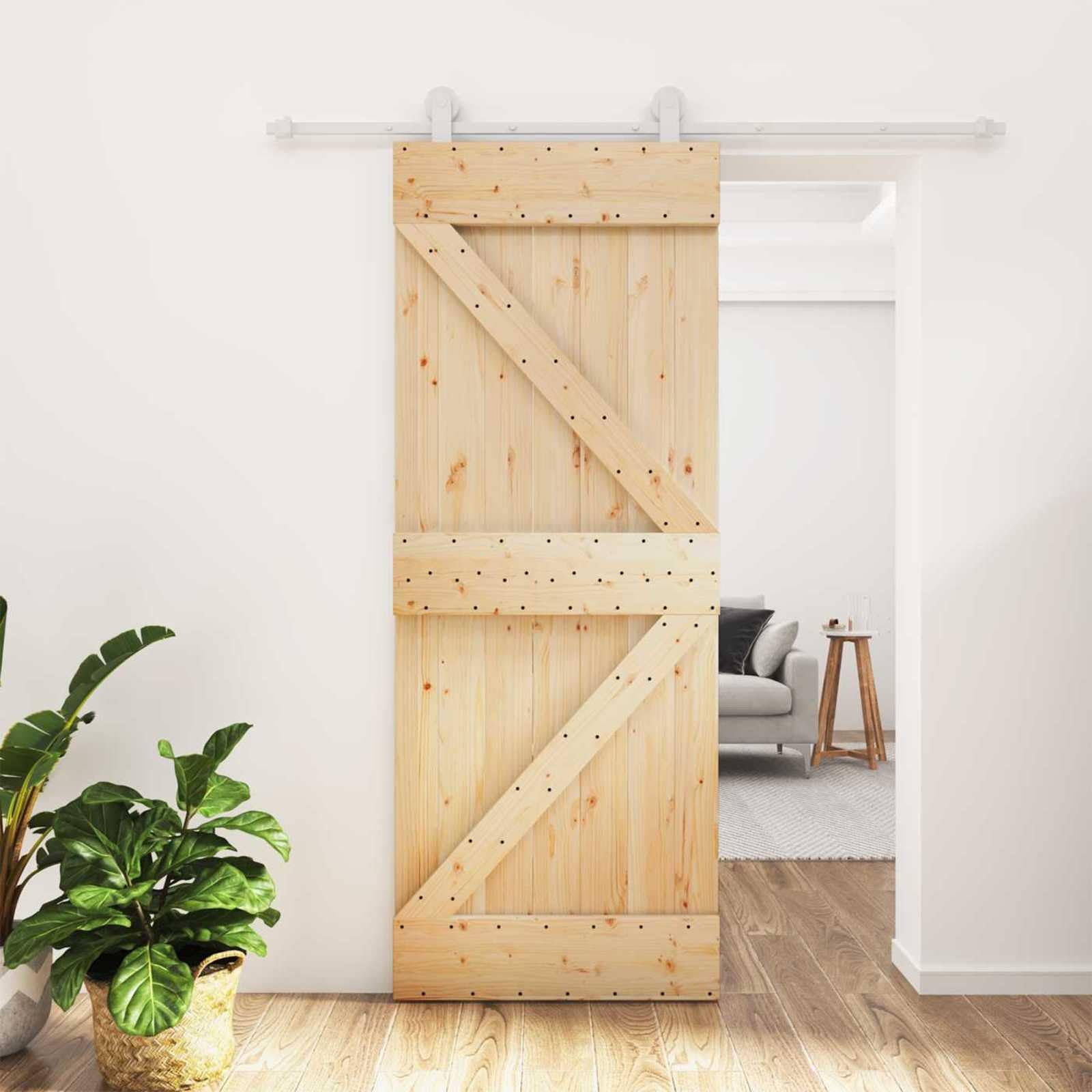 vidaXL Puerta Corredera 80 x 210 cm Madera de Pino Maciza