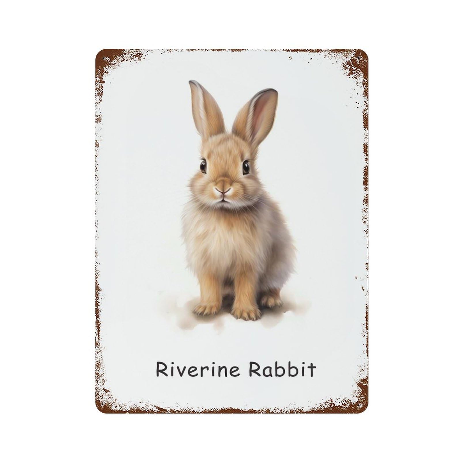 Rust Effect Riverine Rabbit Safari Decorative Tin Sign 15.7"x11.8", Vintage Wall Decor for Farmhouse, Kitchen And Entryway Decor