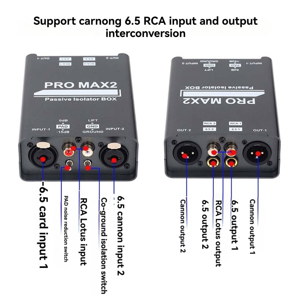 Isolatore Audio a 2 vie Eliminatore di Rumore di Corrente Audio XLR 6.5 Lotus Isolator Mixer Live Streaming
