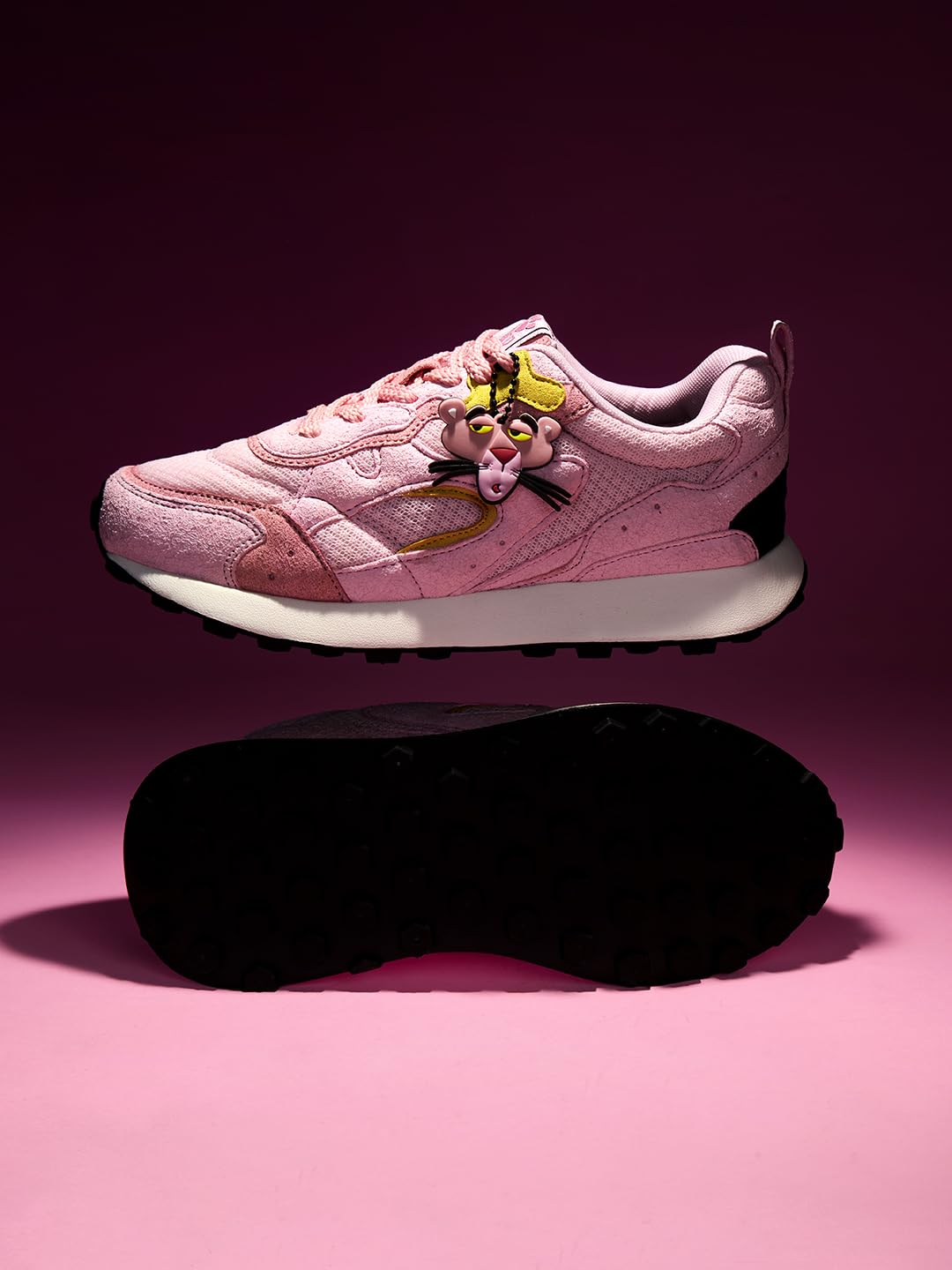 The Souled Store Pink Panther: Cool Cat - Sneaker basse da donna e ragazza, multicolore rosa e bianco, stile retrò, con rete traspirante, soletta imbottita e suola resistente