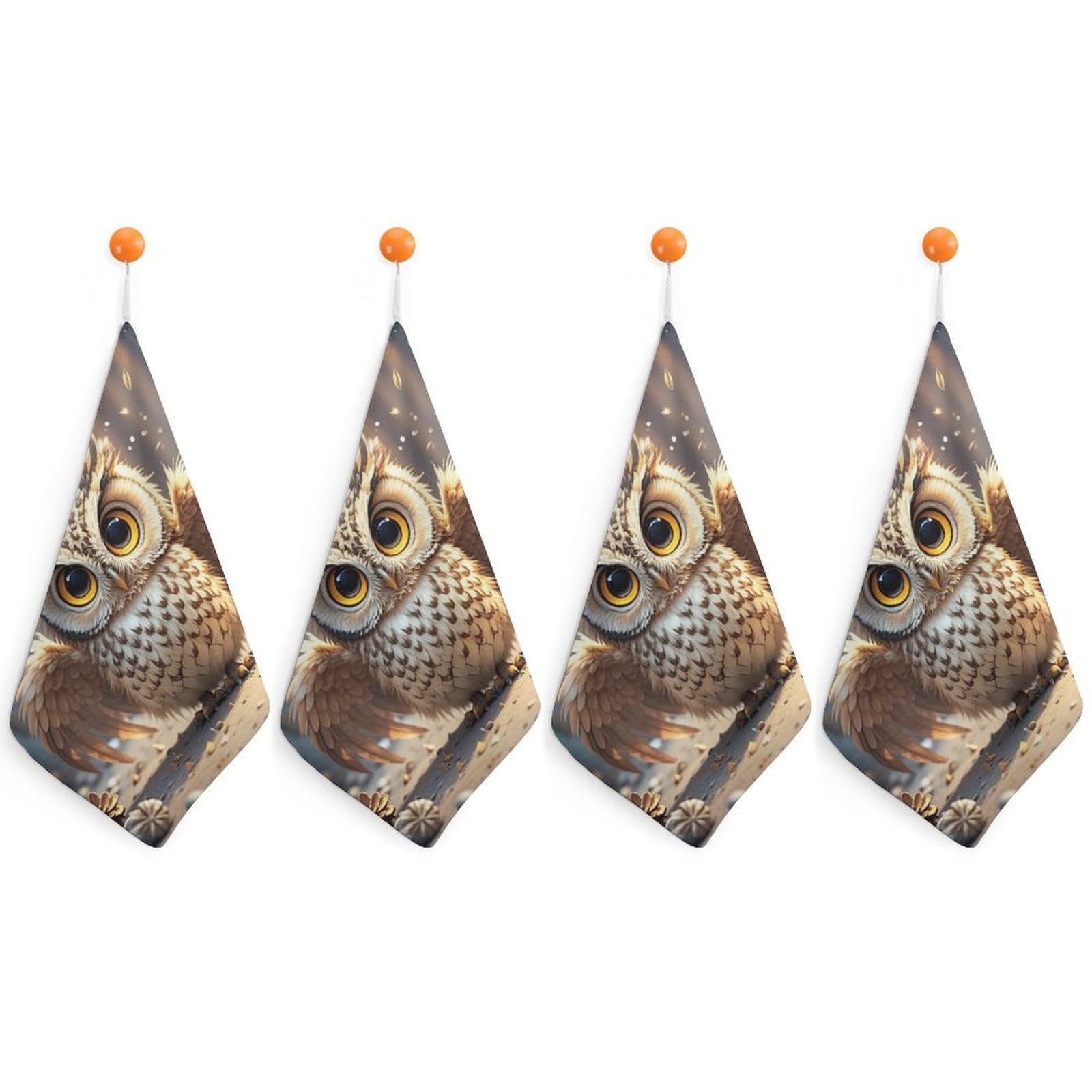 VstaDank Cute Owl Washcloth with Hanging Loop Quick Dry Microfiber Hand Towel Highly Absorbent Wash Cloth Reusable Makeup Remover Cloth Soft Feel Fingertip Towel for Bathroom