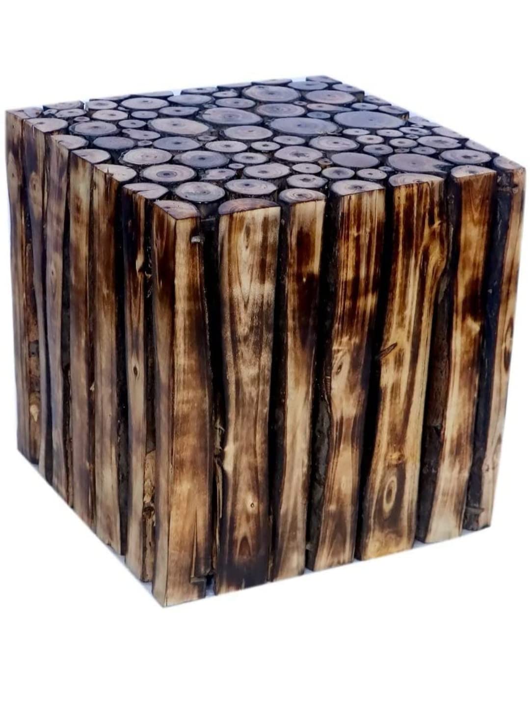 DELUX WOOD CARVER Wooden handicrafts Square Shape gitti Stool // Table for Kids Children Adult//Multifunctional for Bathroom,Living Room,Bedroom,Laundry Room or Garden(12 * 12 * 12 inch)