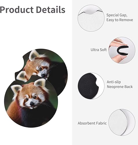 Miniatura 6 de 2 posavasos para automóvil, diseño de panda rojo, universal, antideslizante, con muesca de dedo, impermeable, para automóvil, SUV, camión