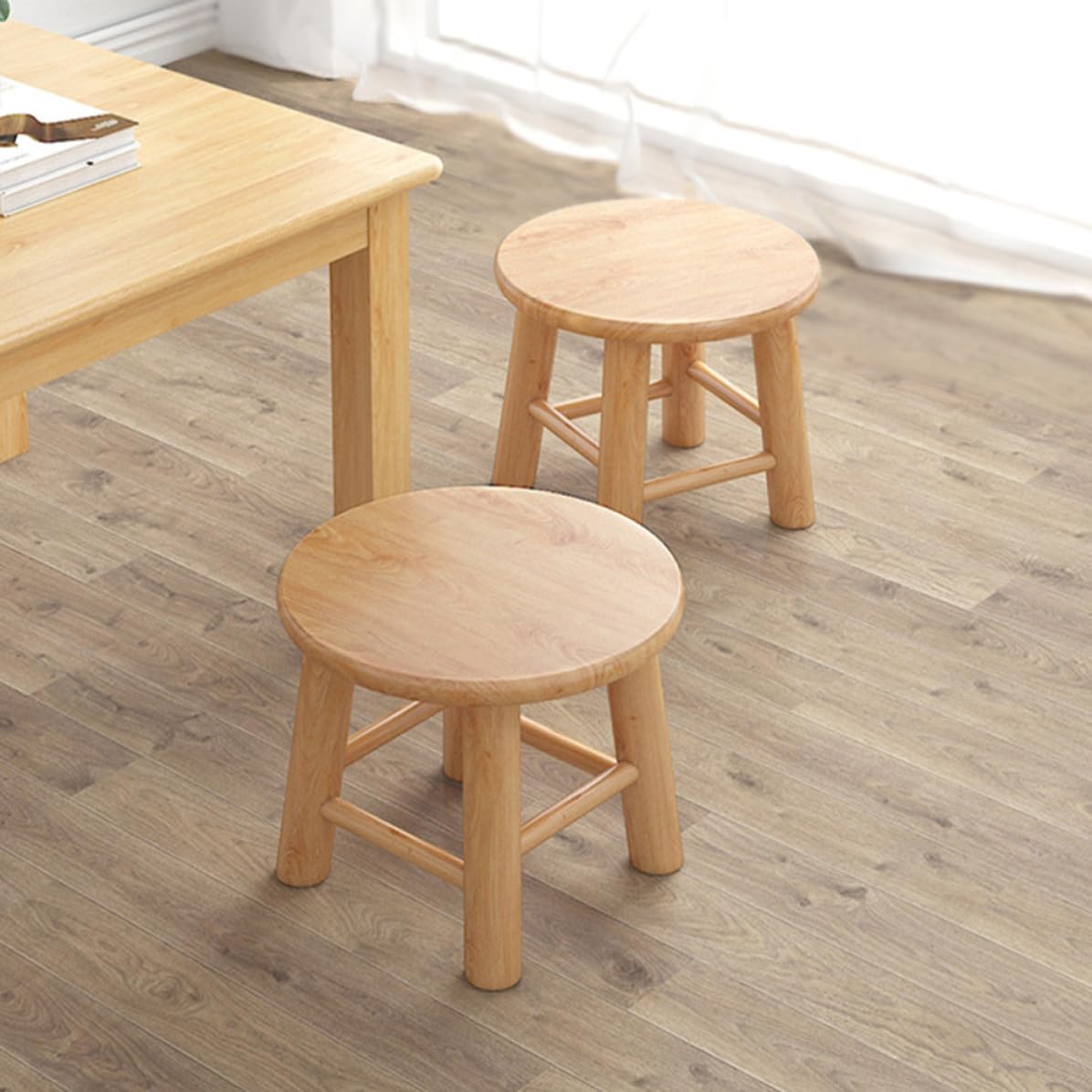 DOITOOL Taburete de Madera Maciza para Cambiar Zapatos Estructura Estable y Buena Capacidad de Carga, Diseño Pequeño Adecuado Hogar y Picnic