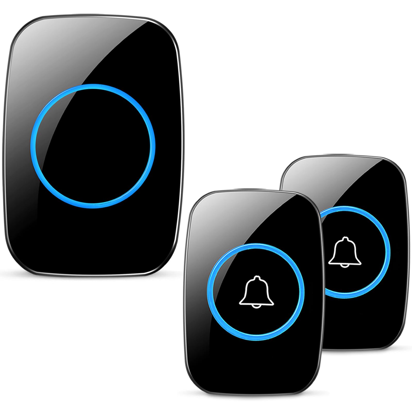 Wireless Doorbell, FullHouse Waterproof Door Bell Kit, Distinguish Front and Rear Doors, Over 1000 feet Range and 60 Chime, 5 Levels Volume and LED Flash, for Home Office Classroom-image-27