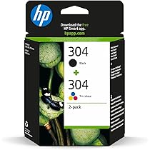 HP 304 Nero e Tricromia, 3JB05AE, Confezione da 2 Cartucce Originali, Compatibili con Stampanti HP DeskJet 2620, 2630, 3720, 3730, 3750, 3760, HP Envy 5010, 5020, 5030