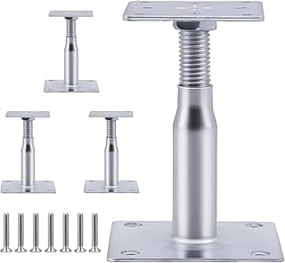 4 Stück Pfostenträger Höhenverstellbar, Dickwandiger Stahl-Pfosten-Schuh, 100-150 mm Höhe Pfostenschuh, Zum Aufschrauben, Stützenfuß Bodenfuß Betonfuß Regulierbar für Zäune, Unterstände, Carports