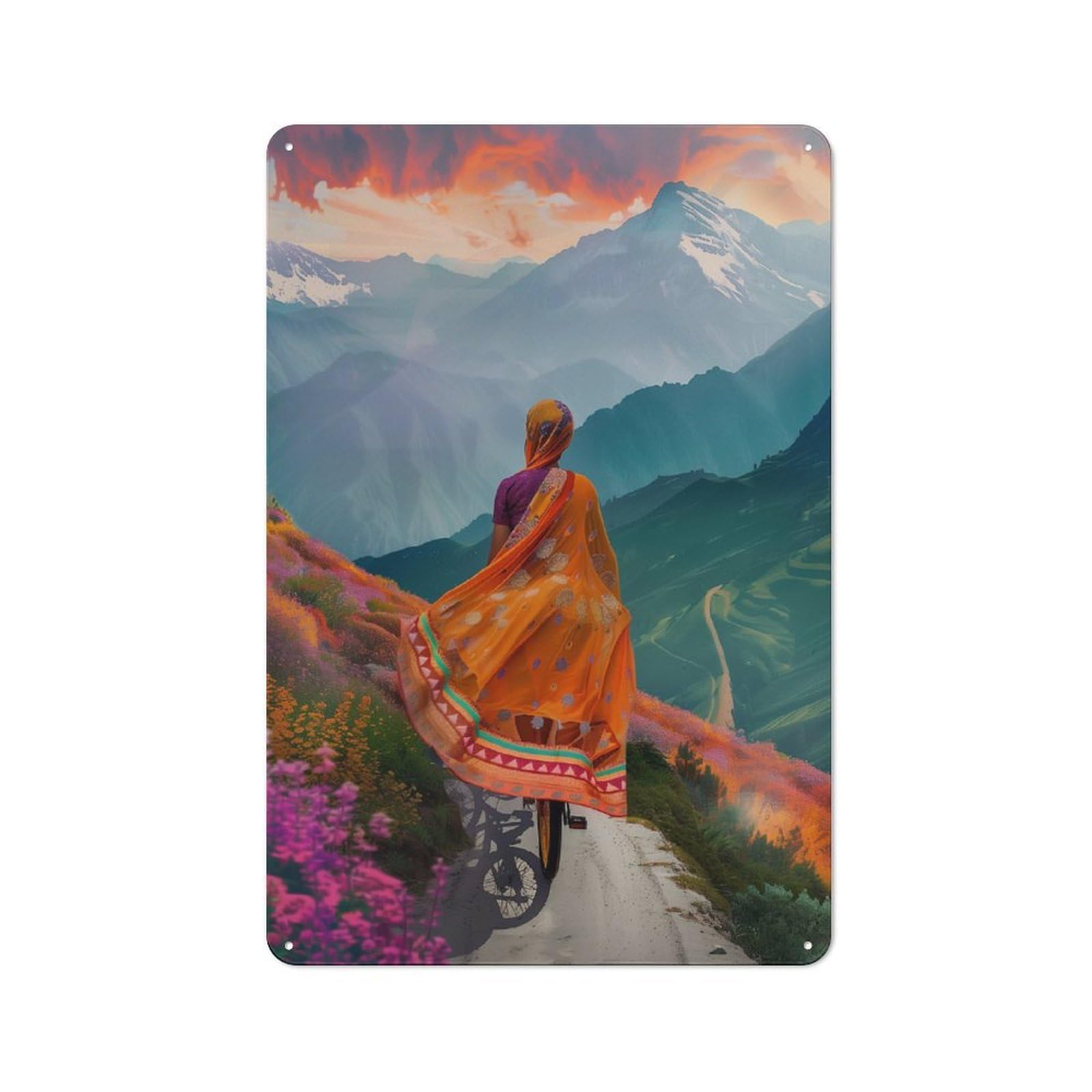 Junmoney Saree Bike For Garden Room Or Summerhouse, Vintage Tin Sign 30X20cm, For Display In Garden Rooms And Summerhouses