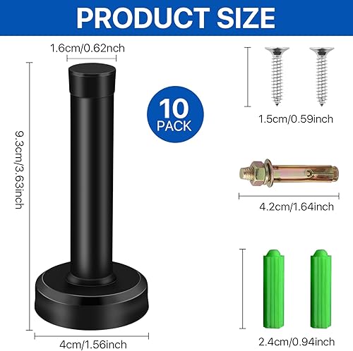 Miniatura 2 de Milkary Paquete de 10 topes para puerta, 3.5 pulgadas, color negro mate, topes de puerta para la parte inferior de la puerta, tope de puerta de