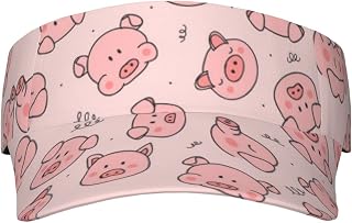 XIXIAN Pink Cute Pig Printed Adult Sunscreen Visor Cap Lightweight and Breathable Adult Sun Visor Empty top hat Versatile Outdoor hat