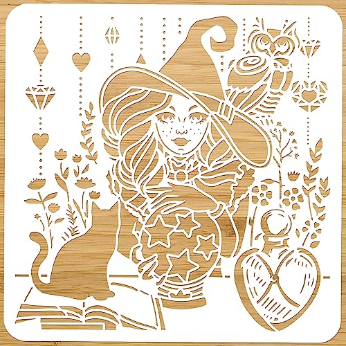 NBEADS Witch Magic Stencil, 30x30cm Hollow Out Drawing Painting Template Reusable DIY Art and Craft Stencils… - Image 2