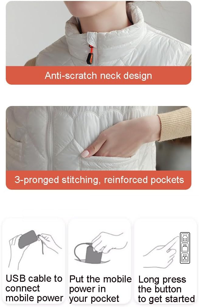 ThreeH Women's Heated Vest Lightweight Warm USB Heating Jacket (Battery Pack Not Included)