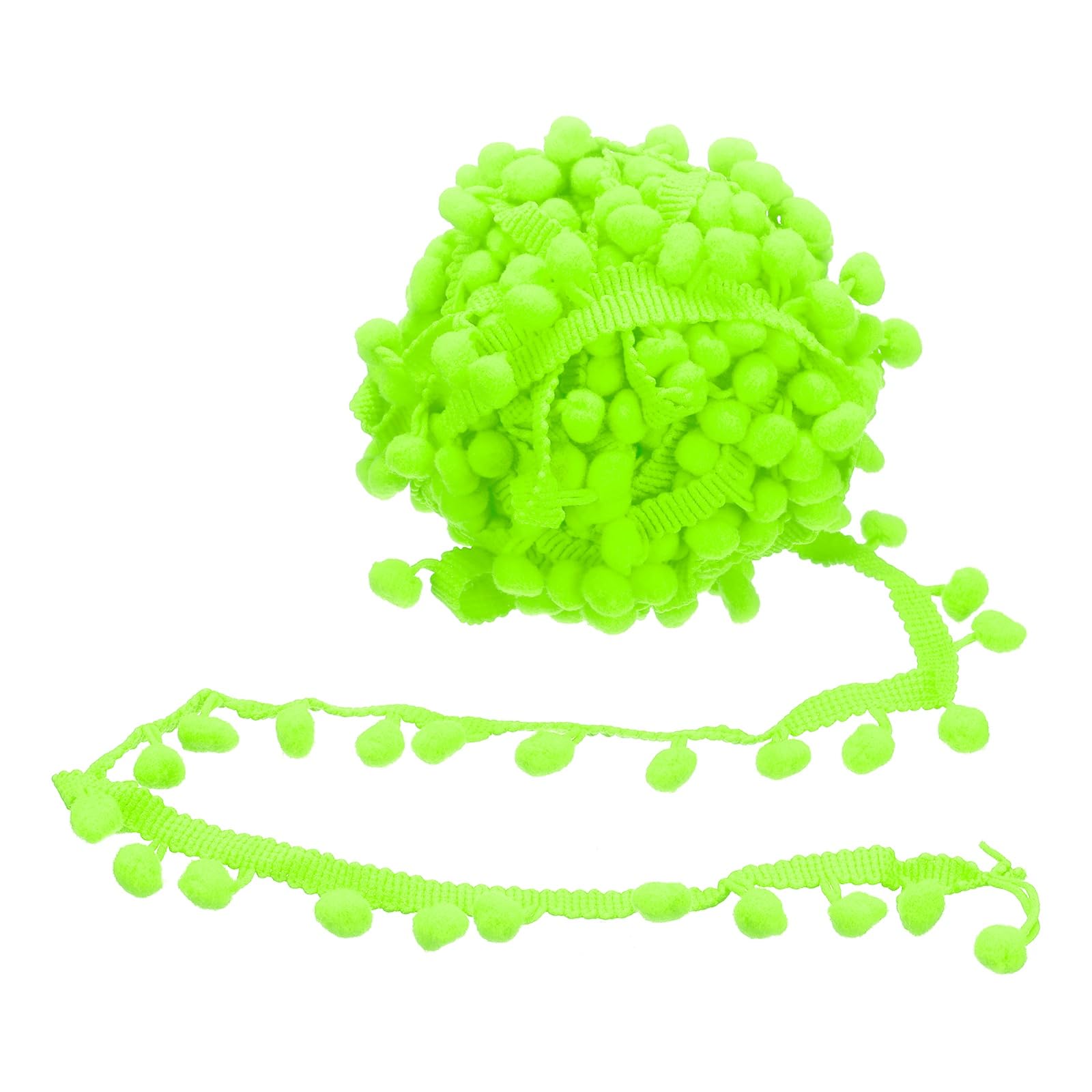 sourcing map 8 Yards Pom Poms Trim 0.39" Pompoms Balls Fluorescent Green