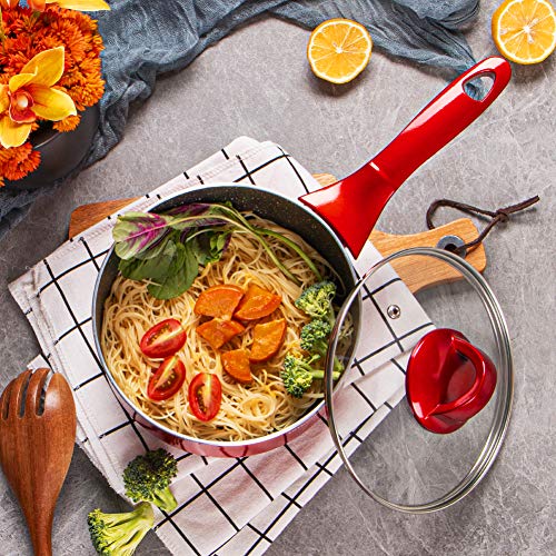 HITECLIFE Saucepan with Lid 2 Quart Nonstick Sauce Pan, Induction, 4 Layers Chemical-Free Soup Pot, Saucier Pot with Stay-Cool Handle, Cookware, Dishwasher Safe