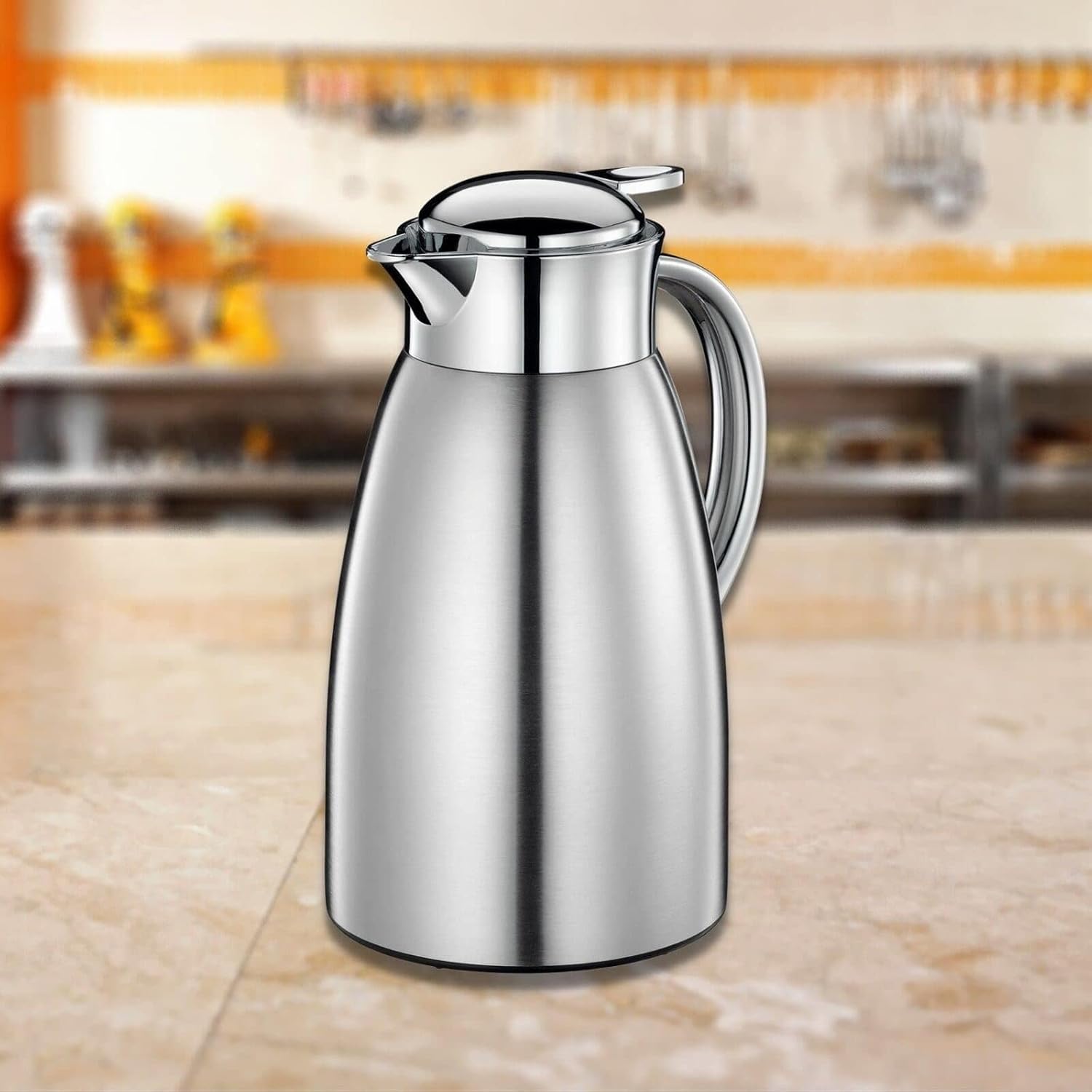 Cilio Triest Stainless Steel Double Wall Insulated Beverage Server, 34 ounce, Brushed Stainless