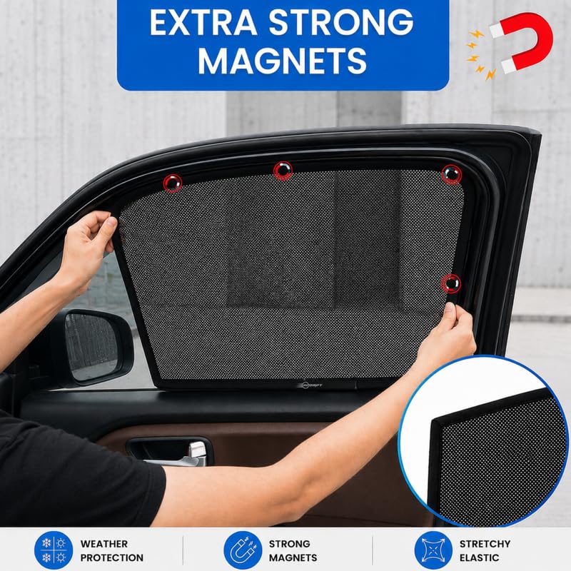 Image of NEODRIFT 'NeoShade' Magnetic Car Sunshades for Mahindra XEV 9E (Set of 2 - Front Row Only)(UV Protection, Magnetic Grip and Privacy & Heat Control)
