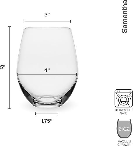 Miniatura 3 de Mikasa Samantha - Copas de vino sin tallo, juego de 4, 21 onzas, transparente