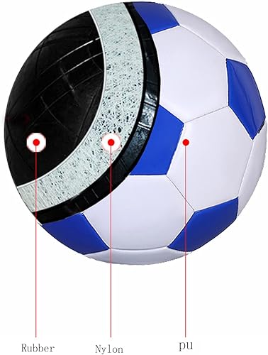 Miniatura 3 de Balón de fútbol tamaño 2, 3, 4, 5, blanco y azul, actividades deportivas escolares para exteriores e interiores, diseño clásico antiexplosión,