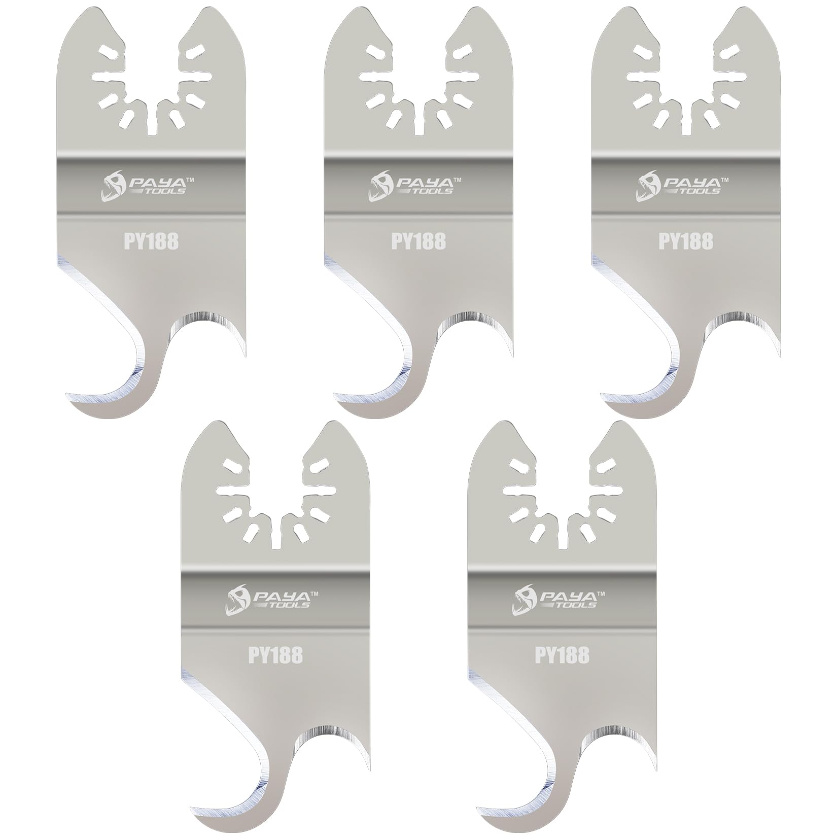 PAYA PY188 Push-Pull Hook Oscillating Saw Blades, Universal Stainless Steel Multi-Cutter Blades for Cutting Asphalt Shingles, Felt, Carpet, Rubber, PVC & Artificial Grass, 5 Pack